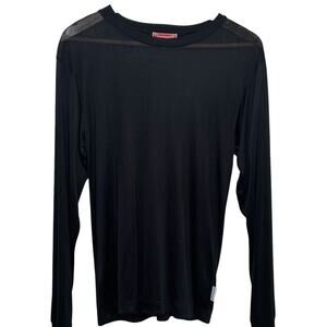 100% Silk Black Size Medium ThermaSilk Base Layer Long Sleeve Shirt